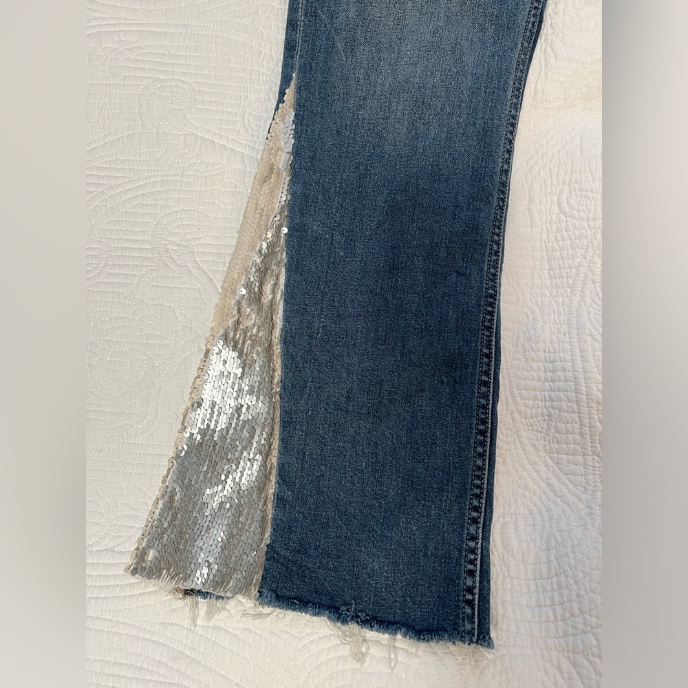 Anthro Pilcro and the Letterpress High-Rise Sequined Flared Jeans - Picture 3 of 9